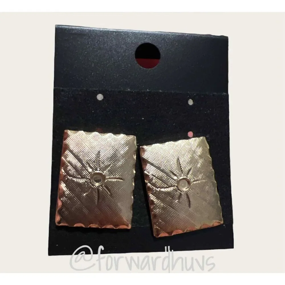 ☑️ Vintage Men's Gold Tone Cuff Links with Sunburst Etching